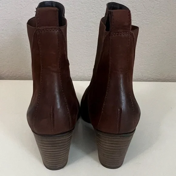 Paul Green | 'Jules' Block Heel Chelsea Boot Cognac Brown Leather Women Sz 5/7.5 - Picture 5 of 8